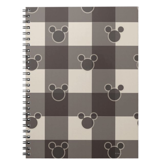 Mickey Mouse | Brown Plaid Pattern Notebook (Front)