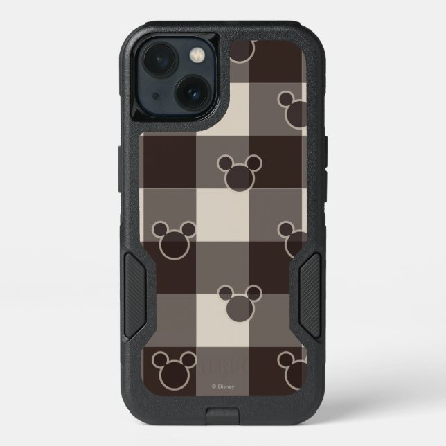 Mickey Mouse | Brown Plaid Pattern Otterbox iPhone Case (Back)