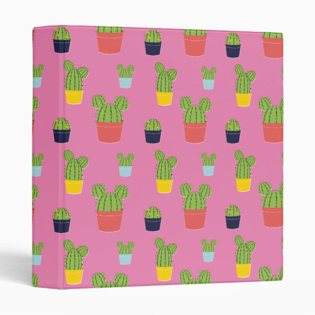 Mickey Mouse Cactus Icon Pattern 3 Ring Binder (Front/Spine)