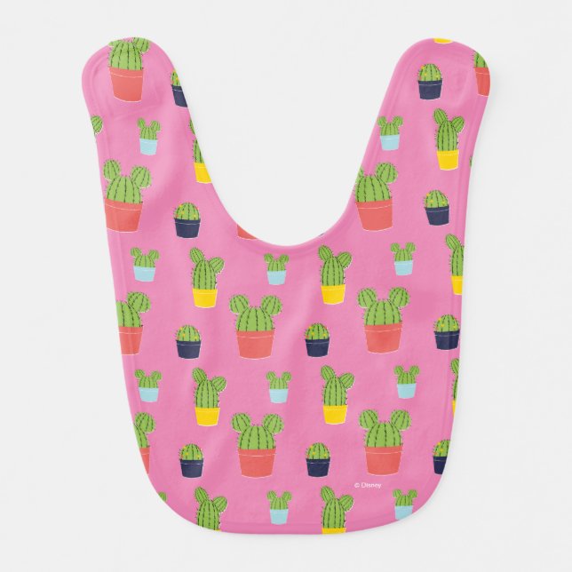Mickey Mouse Cactus Icon Pattern Baby Bib (Front)