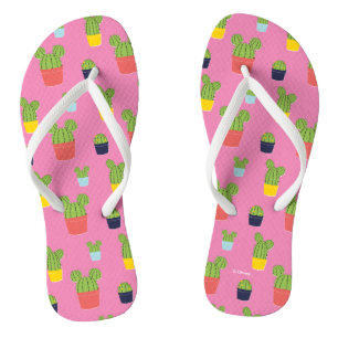Mickey Mouse Cactus Icon Pattern Flip Flops