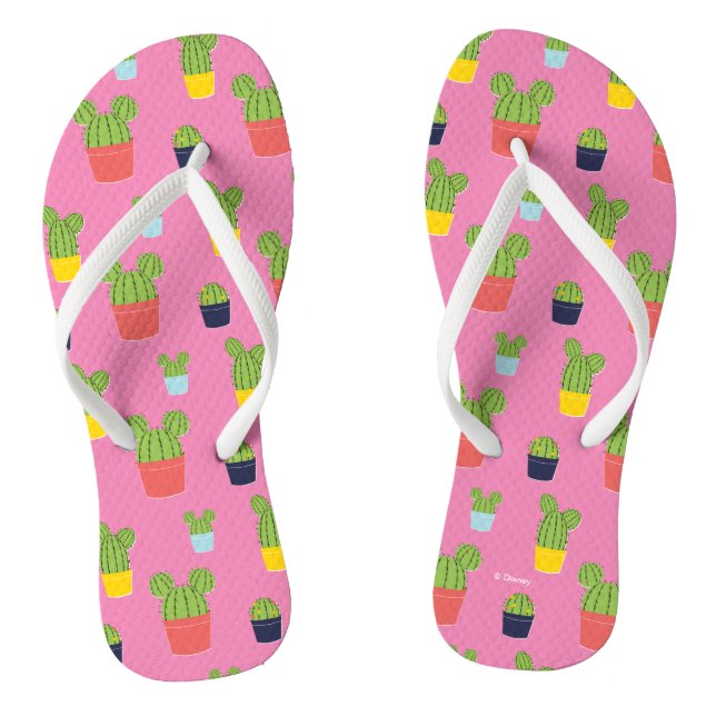 Mickey Mouse Cactus Icon Pattern Flip Flops (Footbed)