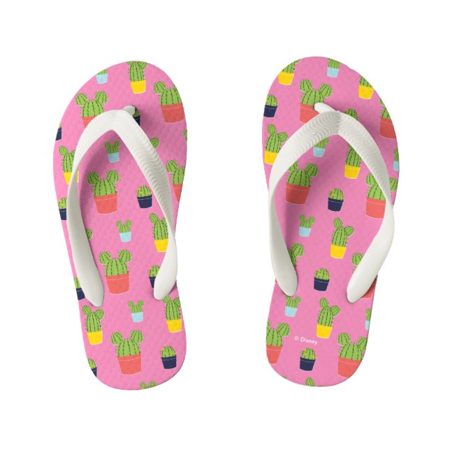 Mickey Mouse Cactus Icon Pattern Kid's Flip Flops (Footbed)