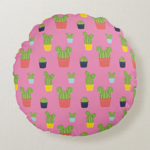 Mickey Mouse Cactus Icon Pattern Round Pillow
