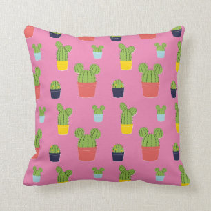 Mickey Mouse Cactus Icon Pattern Throw Pillow