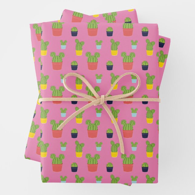 Mickey Mouse Cactus Icon Pattern Wrapping Paper Sheets (In situ)