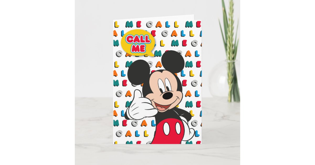 Mickey Using Call Moo Mickey Mouse - Call Me Card | Zazzle