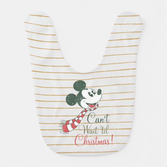 Mickey Mouse | Can't Wait 'til Christmas! Baby Bib (Front)