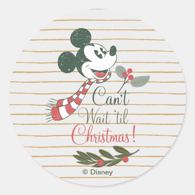 Mickey Mouse | Can't Wait 'til Christmas! Classic Round Sticker (Front)