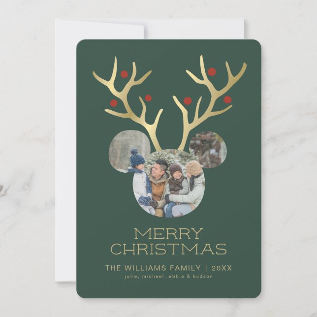 Mickey Mouse Christmas Antlers - 3 Photos Invitation (Front)