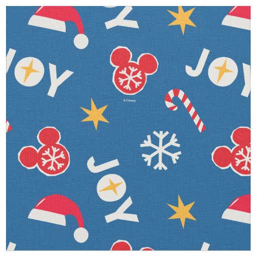 Mickey Mouse Christmas Blue Joy Pattern Fabric