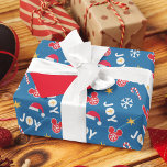 Mickey Mouse Christmas Blue Joy Pattern Wrapping Paper
