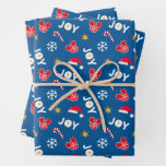 Mickey Mouse Christmas Blue Joy Pattern Wrapping Paper Sheets