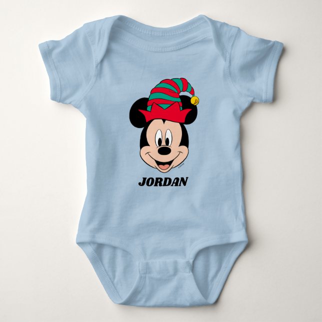 Mickey Mouse | Christmas Elf Hat Baby Bodysuit (Front)