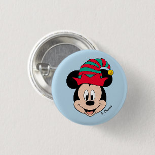 Mickey Mouse   Christmas Elf Hat Button
