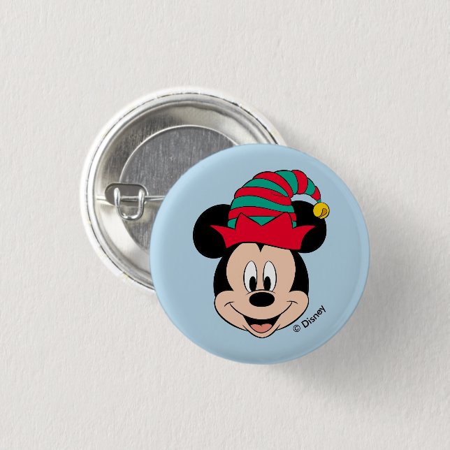 Mickey Mouse | Christmas Elf Hat Button (Front & Back)
