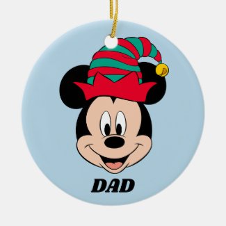 Mickey Mouse | Christmas Elf Hat Ceramic Ornament