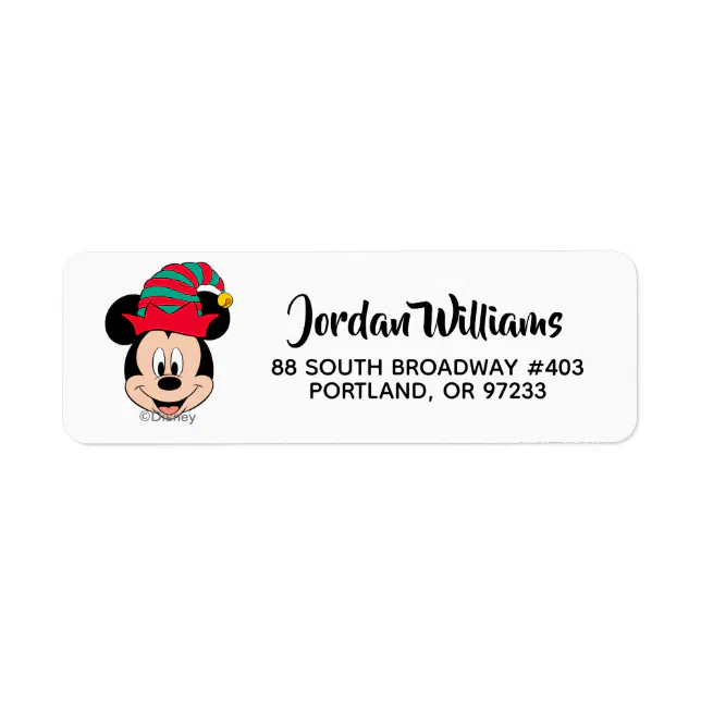 Mickey Mouse Christmas Elf Hat Label Zazzle