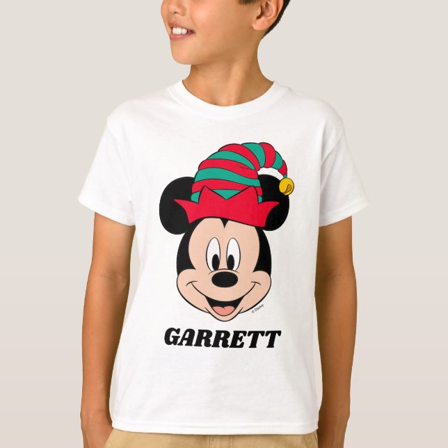 Mickey Mouse | Christmas Elf Hat T-Shirt (Front)