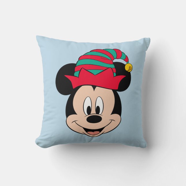 Mickey Mouse | Christmas Elf Hat Throw Pillow (Front)