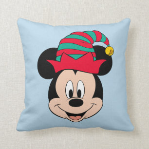 Mickey Mouse Christmas Elf Hat Throw Pillow