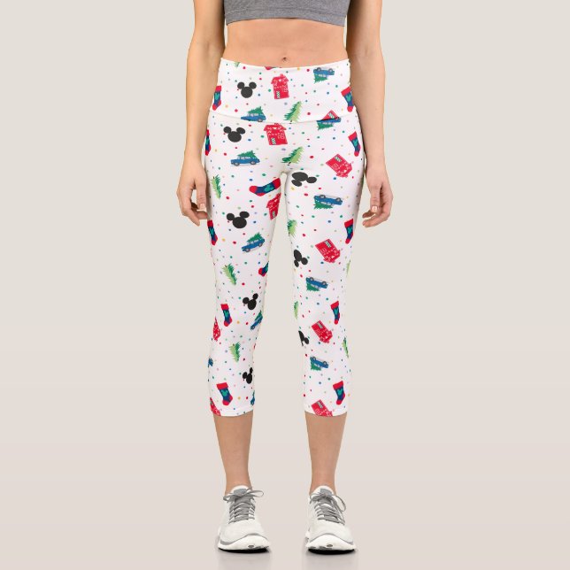 Mickey Mouse | Christmas Icon Pattern Capri Leggings (Front)