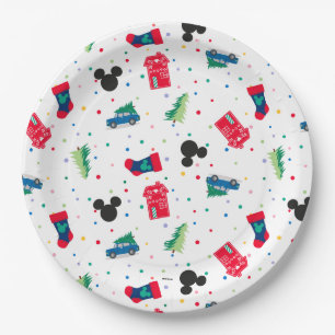 Mickey Mouse   Christmas Icon Pattern Paper Plates