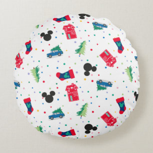 Mickey Mouse   Christmas Icon Pattern Round Pillow