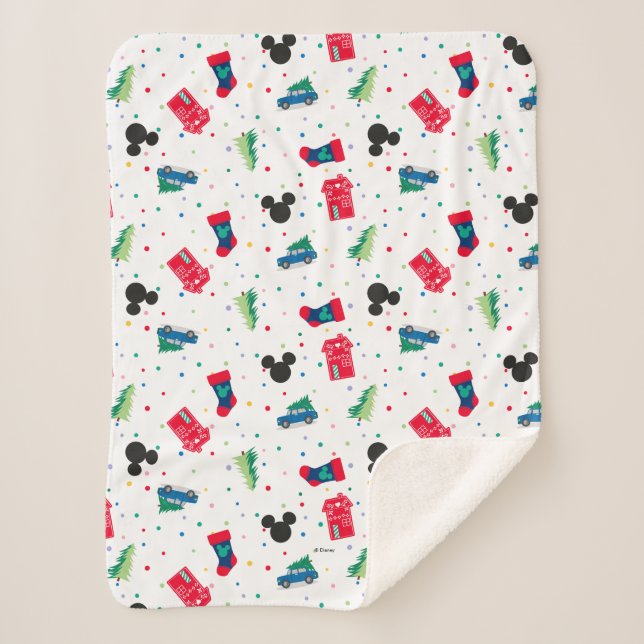 Mickey Mouse | Christmas Icon Pattern Sherpa Blanket (Front)