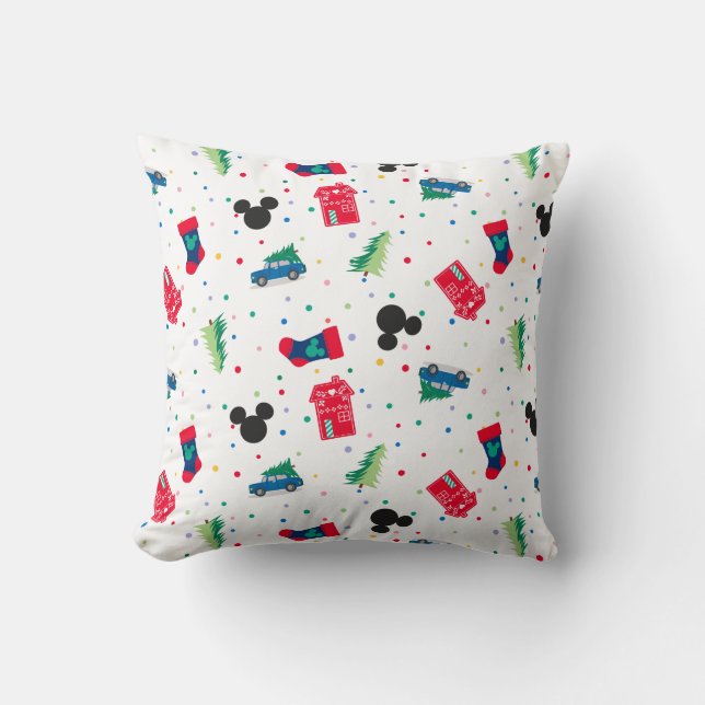Mickey Mouse | Christmas Icon Pattern Throw Pillow (Front)