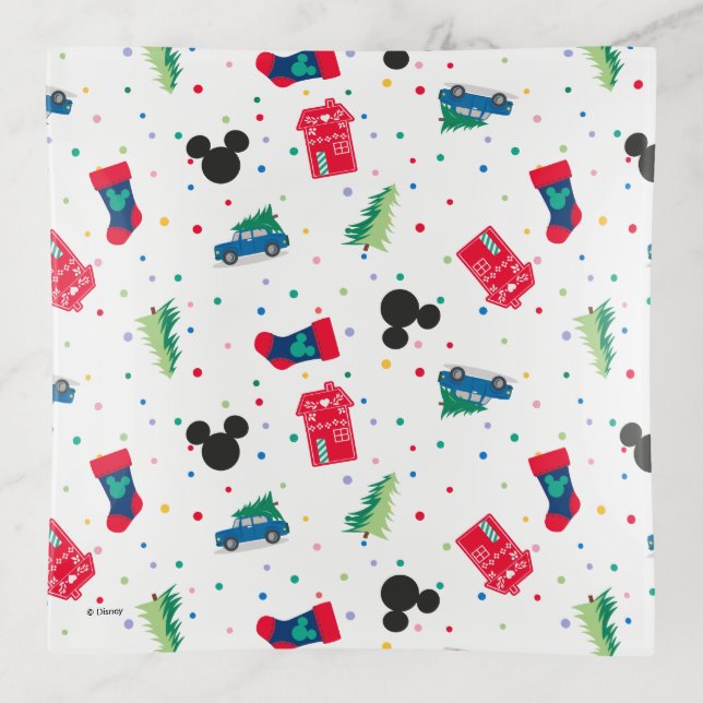 Mickey Mouse | Christmas Icon Pattern Trinket Tray (Front)