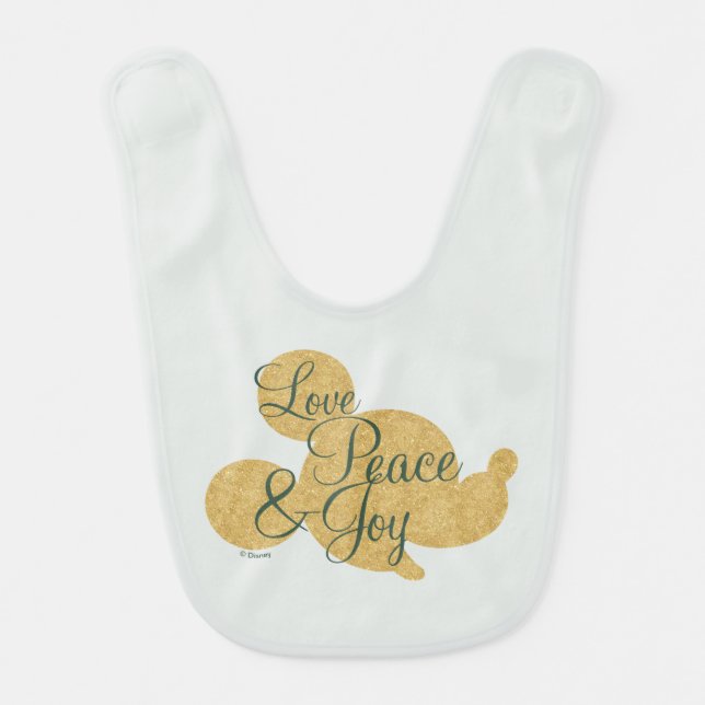 Mickey Mouse | Christmas Love, Peace & Joy Baby Bib (Front)