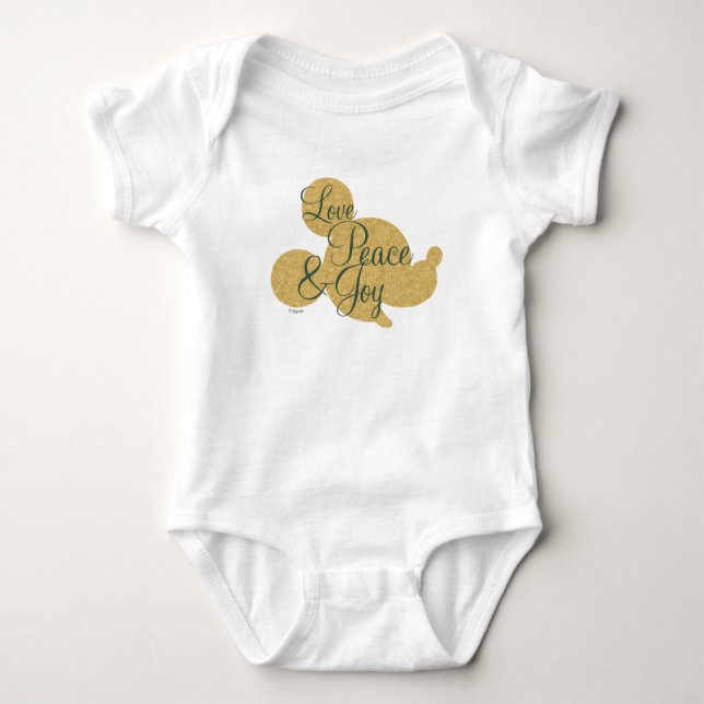 Mickey Mouse | Christmas Love, Peace & Joy Baby Bodysuit (Front)