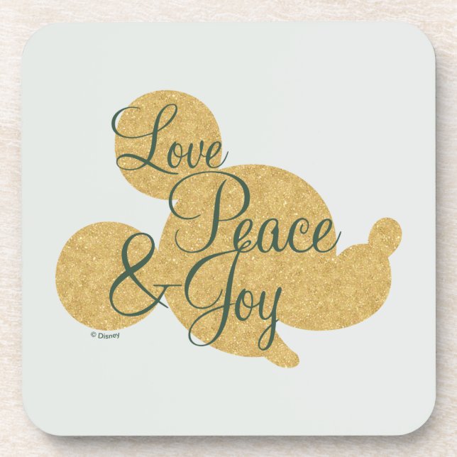 Mickey Mouse | Christmas Love, Peace & Joy Beverage Coaster (Front)