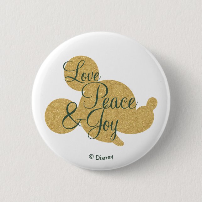 Mickey Mouse | Christmas Love, Peace & Joy Button (Front)