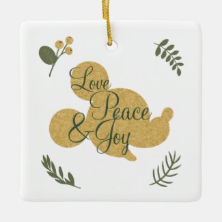 Mickey Mouse | Christmas Love, Peace & Joy Ceramic Ornament