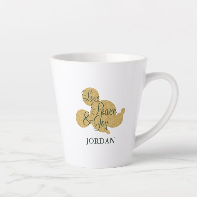 Mickey Mouse | Christmas Love, Peace & Joy Latte Mug (Right)