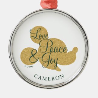Mickey Mouse | Christmas Love, Peace & Joy Metal Ornament