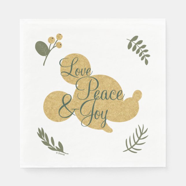 Mickey Mouse | Christmas Love, Peace & Joy Napkins (Front)