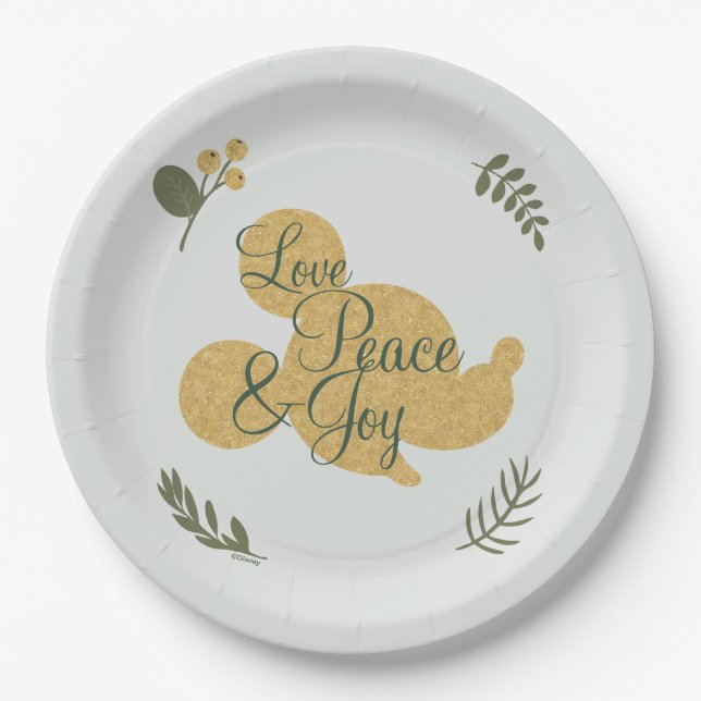 Mickey Mouse | Christmas Love, Peace & Joy Paper Plates (Front)