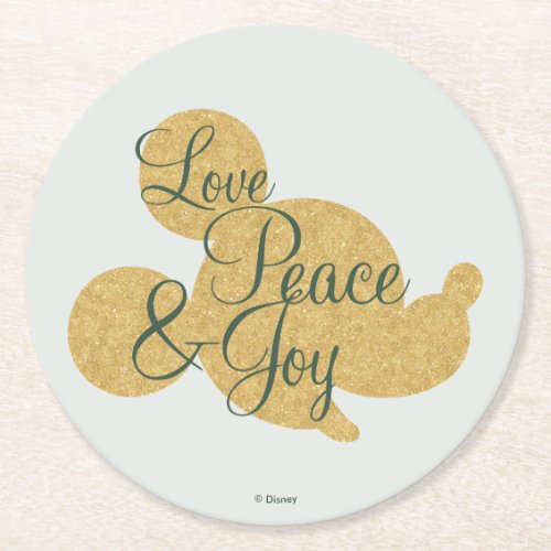 Mickey Mouse  Christmas Love Peace  Joy Round Paper Coaster
