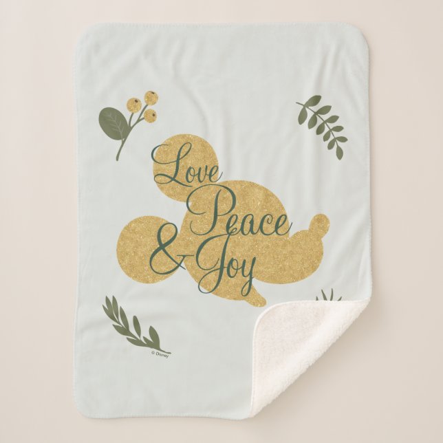 Mickey Mouse | Christmas Love, Peace & Joy Sherpa Blanket (Front)