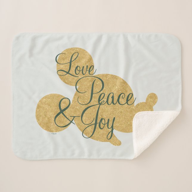 Mickey Mouse | Christmas Love, Peace & Joy Sherpa Blanket (Front (Horizontal))