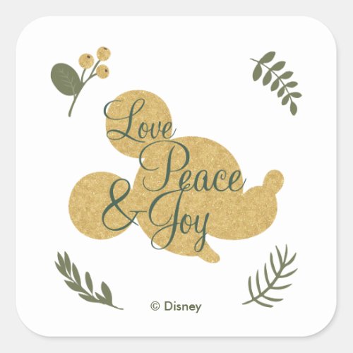 Mickey Mouse  Christmas Love Peace  Joy Square Sticker