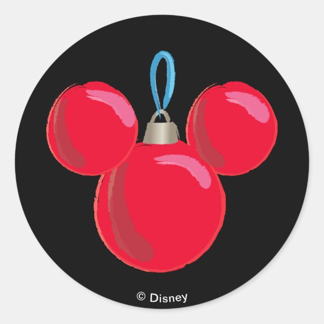 Mickey Mouse Christmas Ornament Classic Round Sticker (Front)