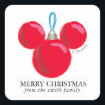 Mickey Mouse Christmas Ornament - Personalized Square Sticker<br><div class="desc">Celebrate the Holiday's with Mickey Mouse! Personalize this Mickey sticker by adding your custom text!</div>
