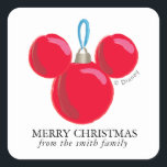 Mickey Mouse Christmas Ornament - Personalized Square Sticker<br><div class="desc">Celebrate the Holiday's with Mickey Mouse! Personalize this Mickey sticker by adding your custom text!</div>