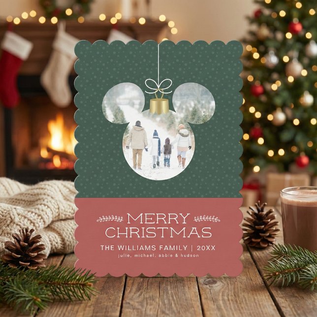 Mickey Mouse Christmas Ornament with Photo Invitation (Creator Uploaded)