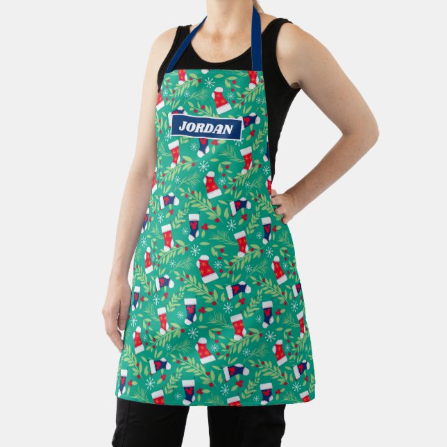 Mickey Mouse | Christmas Stockings & Holly Pattern Apron (Insitu)