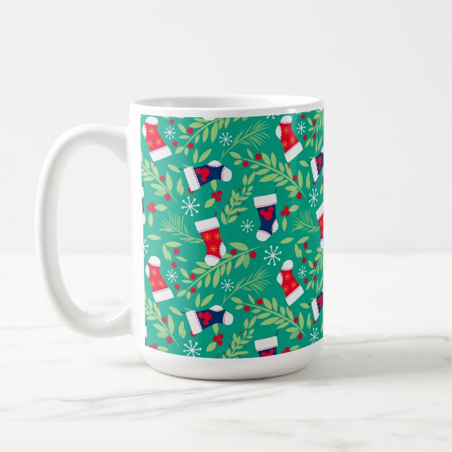 Mickey Mouse | Christmas Stockings & Holly Pattern Coffee Mug (Left)
